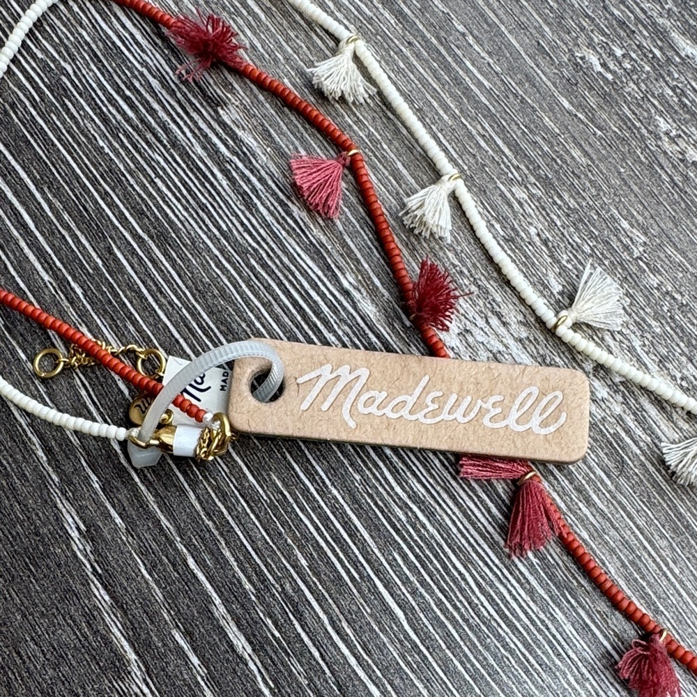 Madewell Red and Cream Tassel Necklace - Picture 3 of 3